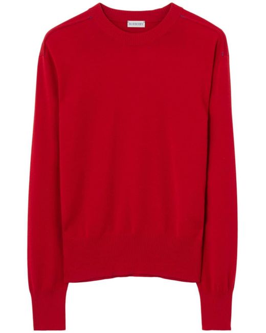Burberry Red Long-sleeve Wool Jumper for men