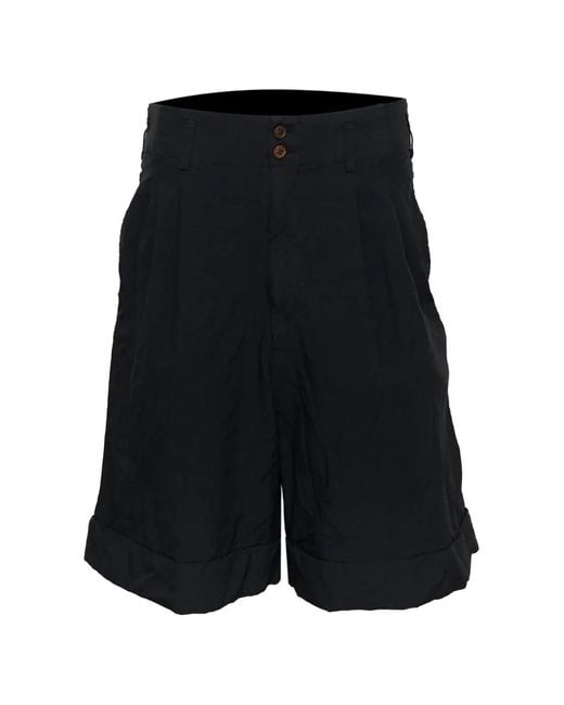 Comme des Garçons Blue Pleated Turn-Up-Hem Trousers