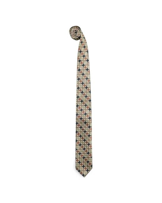 sunflower White Geometric-Pattern Silk Tie for men