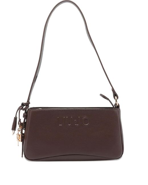Liu Jo Brown Logo-Embossed Zip-Top Shoulder Bag