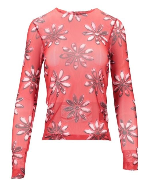 MERYLL ROGGE Red Floral Long-Sleeved T-Shirt