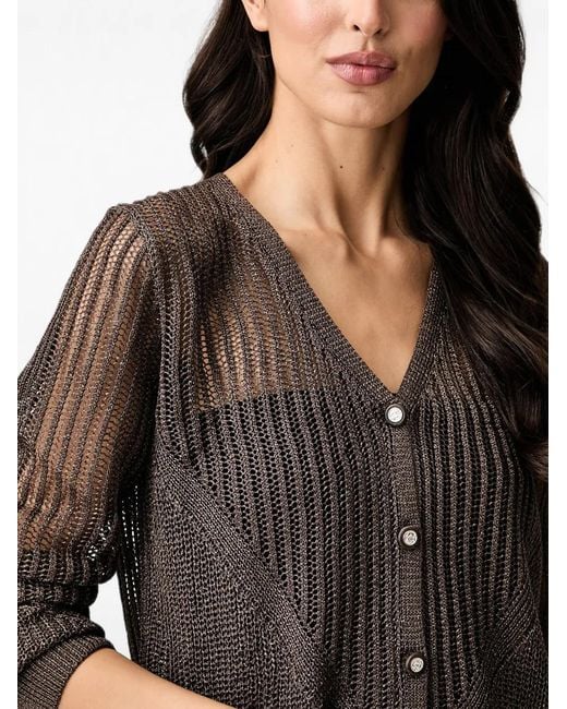 Morgan Black Open-Knit V-Neck Cardigan