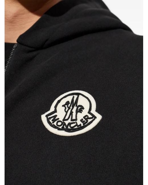 Moncler Black Logo Zip Up Hoodie for men