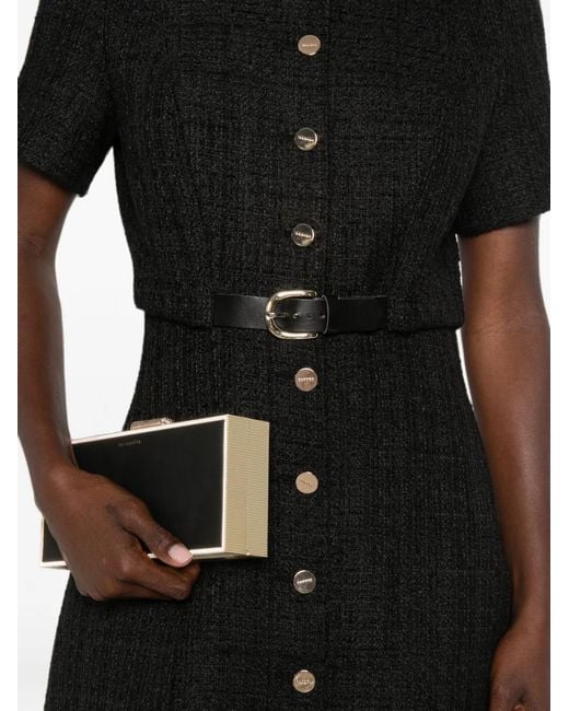 Sandro Black Belted Button-Front Mini Dress