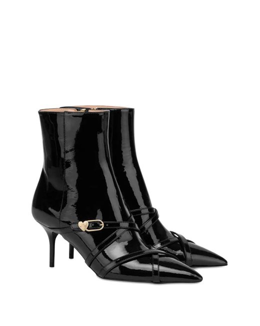 Love Moschino Black Pointed-Toe Ankle Boots
