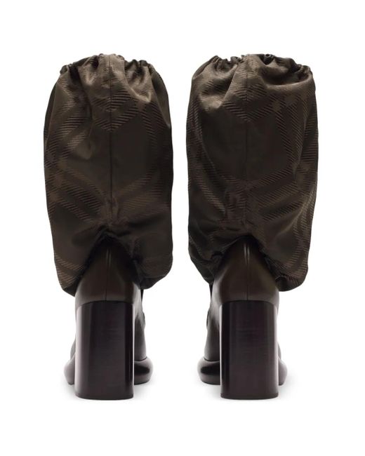 Burberry Black Square-Toe Check-Print Boots