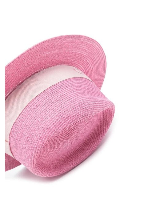 Maison Michel Pink Andre Hemp Fedora Hat