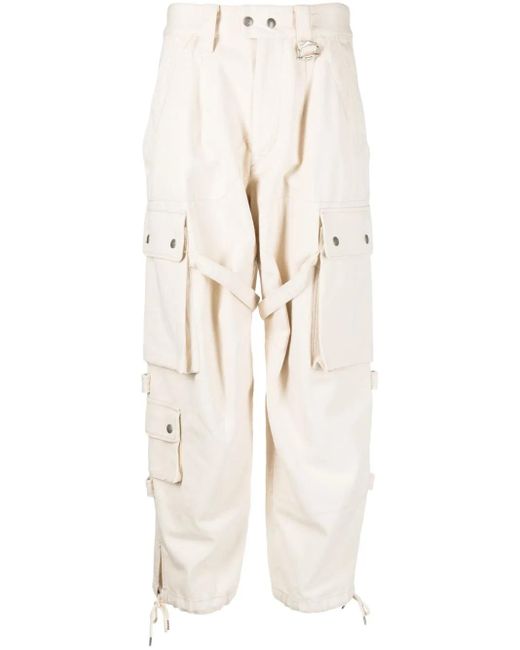 Isabel Marant Natural Elore Cropped Cargo Trousers