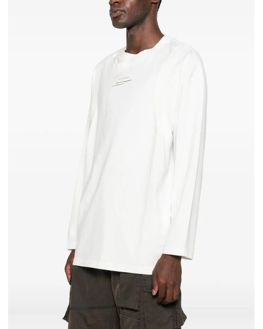 Feng Chen Wang White Label-Detail Long-Sleeved T-Shirt for men