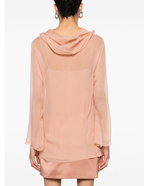 Blusa semitranslúcida con cuello desbocado Alberta Ferretti de color Pink