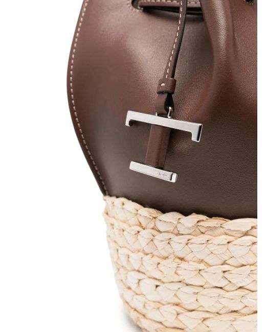 【TOD'S】ストロー＆レザー バケット バッグ ミニ Woman マルチカラー ストロー＆レザー バケット バッグ ミニ