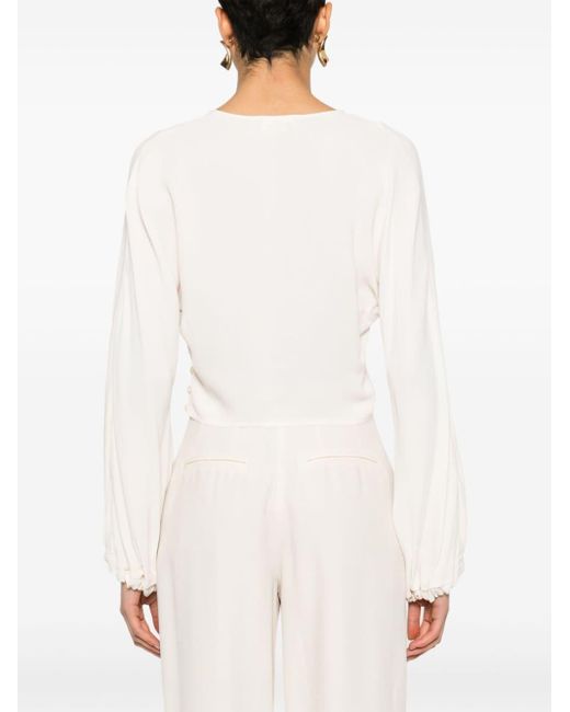 Blusa corta de georgette Elisabetta Franchi de color White
