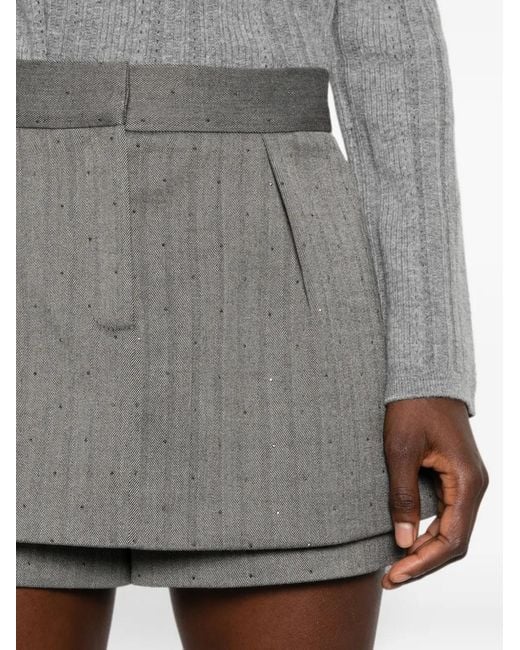 Maje Gray Striped Pleated Shorts