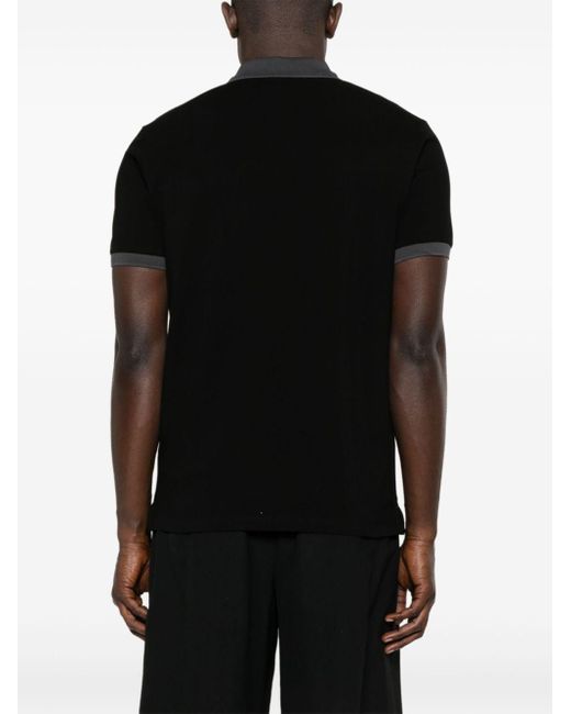 Emporio Armani Logo-embroidered Cotton Polo Shirt in het Black voor heren