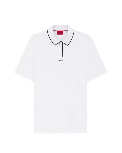 Boss White Dalumo Contrast-Trim Polo Shirt for men