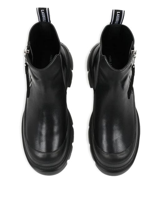 Karl Lagerfeld Black Zip-Detail Chunky Sole Boots