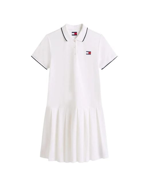 Tommy Hilfiger White Pleated-Skirt Polo Mini Dress