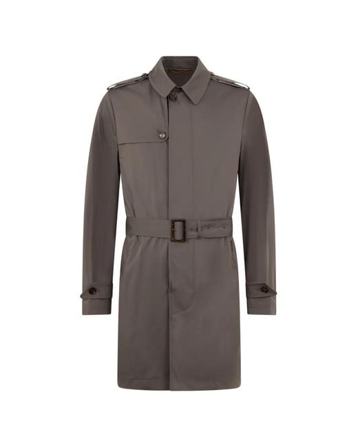 Moorer Gray Scappre Belted Trench Coat for men
