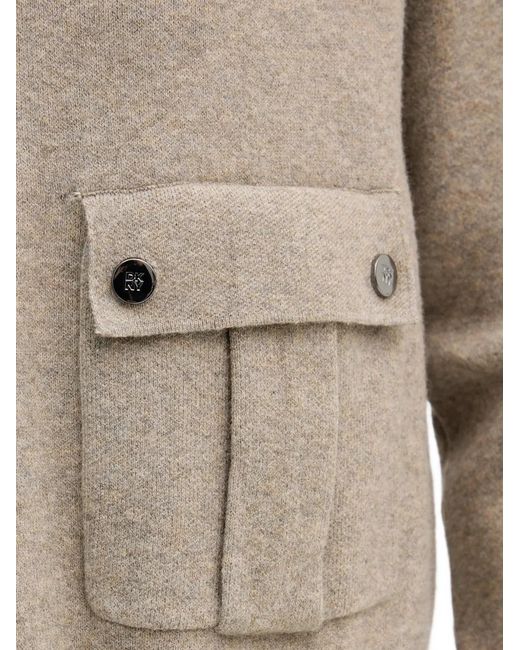 DKNY Blue Front-Pocket Knitted Cardigan