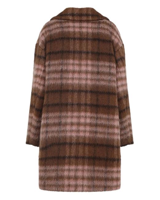 Moschino Brown Checked Pattern Double-Breasted Coat