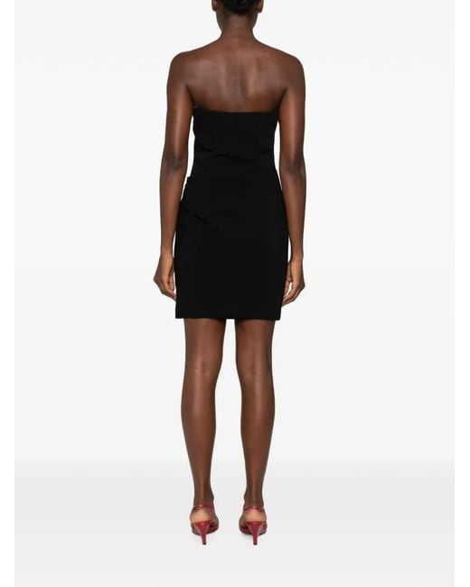 Moschino Black Buckle-Detail Strapless Dress