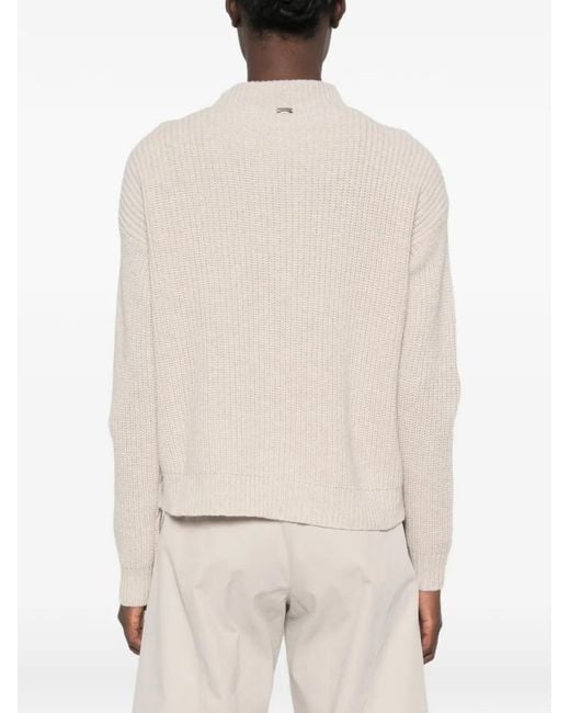 Herno Natural Pointelle-Knit Ribbed-Trim Sweater