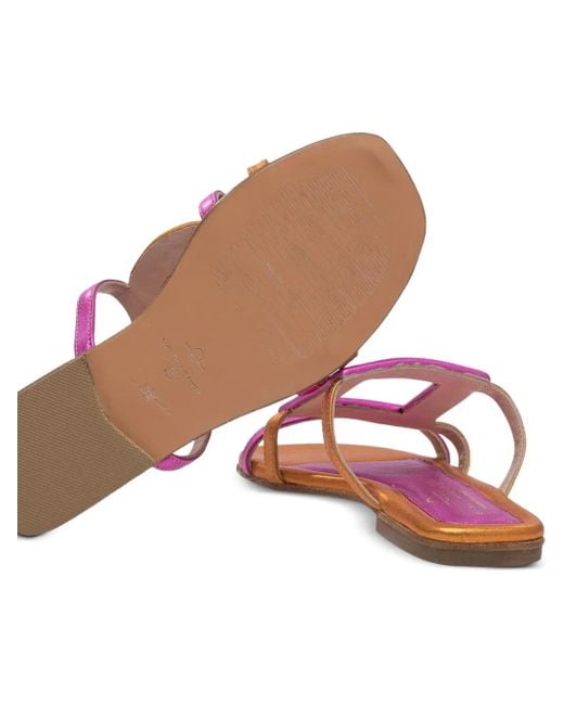 Elina Linardaki Pink Sandales Métallisées À Design Géométrique