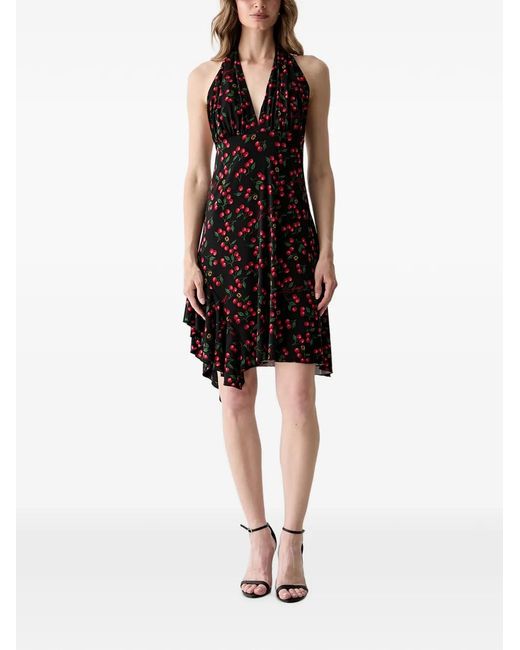 Guess Black Cherry-Print Asymmetric-Hem Mini Dress