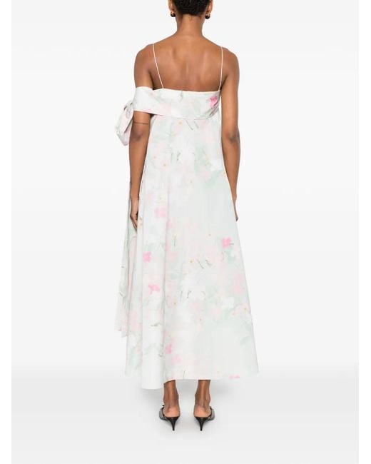 BERNADETTE White Bailey Floral-Print Bow-Detail Dress