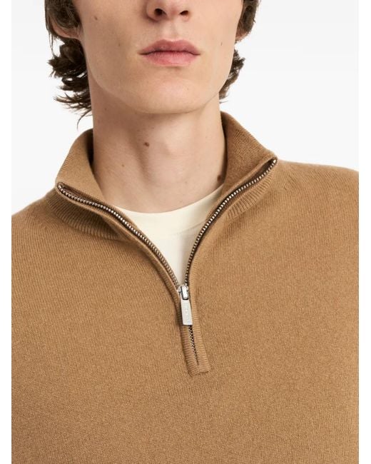 Pringle of Scotland Natural Quarter-Zip Cashmere Sweater for men