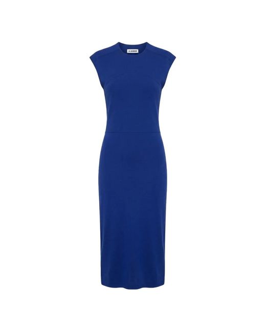 Jil Sander Blue Cut-Out Sleeveless Midi Dress