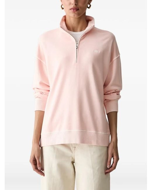 Gant Pink Half-Zip Logo-Embroidered Sweater