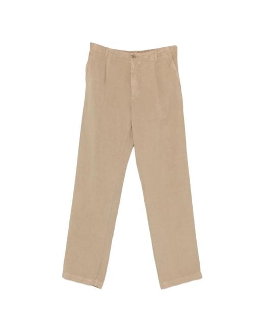 120% Lino Natural Belted Pleated Trousers for men