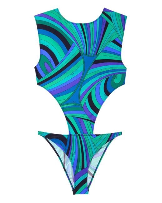 Emilio Pucci カットアウト ワンピース水着 Blue