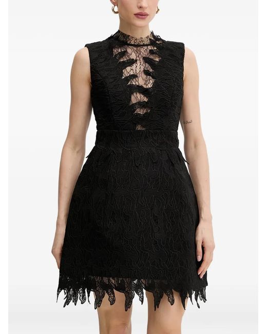 Bardot Black Silas Guipure-Lace Sleeveless Mini Dress