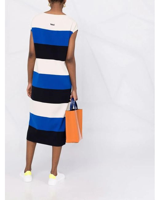 Woolrich Blue Midi-Length Striped Dress