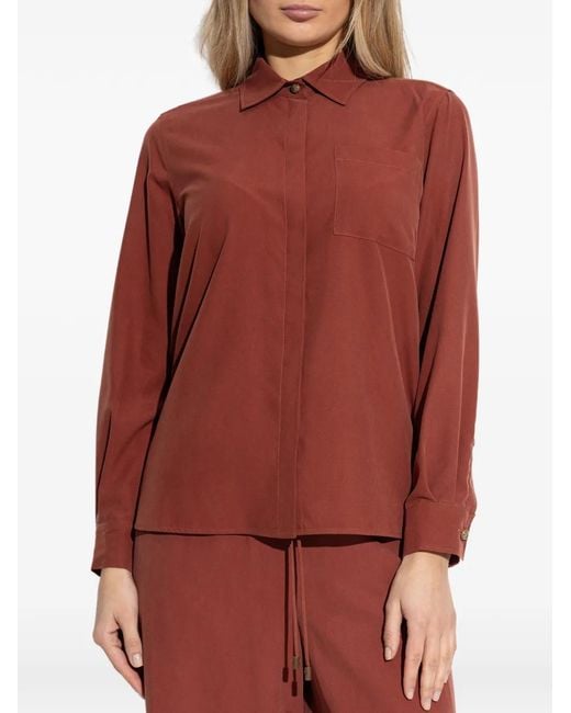 Max Mara Red Silk Canvas Shirt