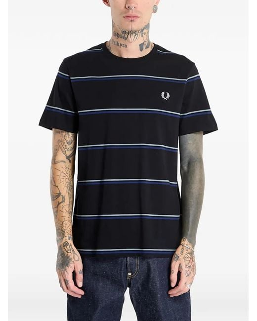 Fred Perry Black Fine Stripe T-Shirt for men