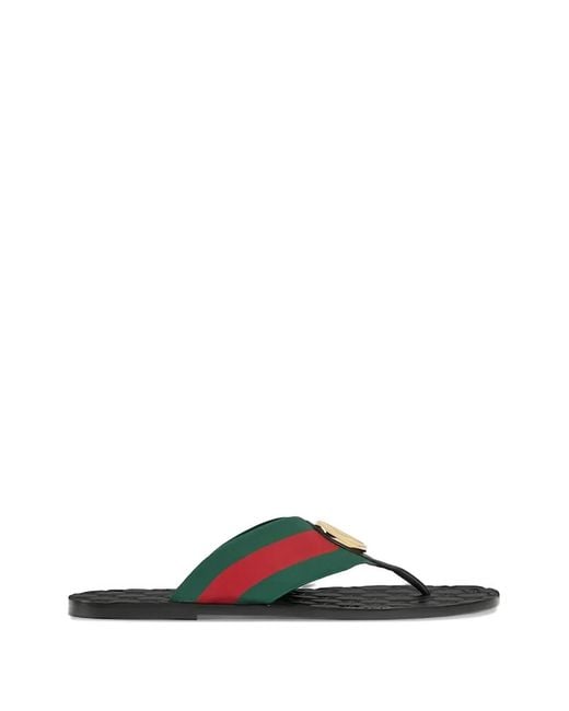 Gucci Green Riviera Striped Logo-Detail Sandals for men