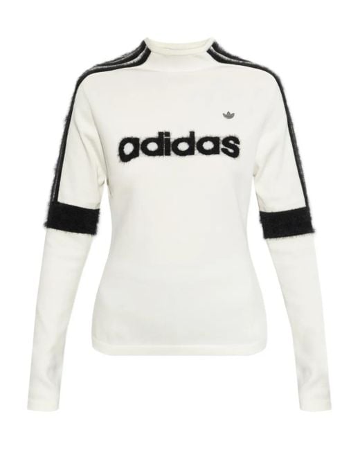 T-Shirt A Maniche Lunghe Con Logo di Adidas in White