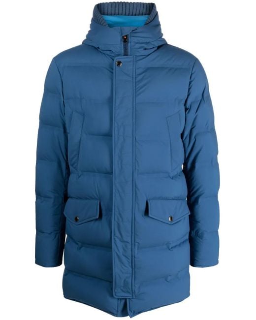 KIRED Blue Slouch-Hood Padded-Design Jacket for men