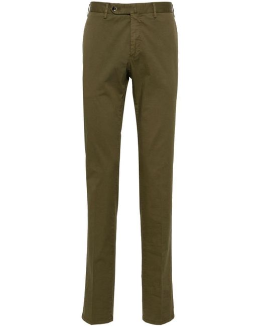 PT Torino Green Stretch-cotton Twill Trousers for men