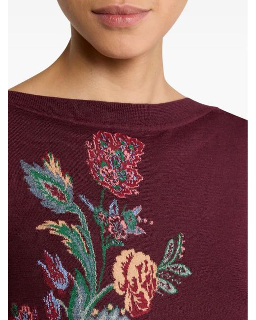 Etro Jacquard Floral-Embroidered Sweater