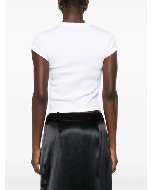 Alexander Wang White Crystal Hotfix Logo Cotton Baby T-Shirt Clothing