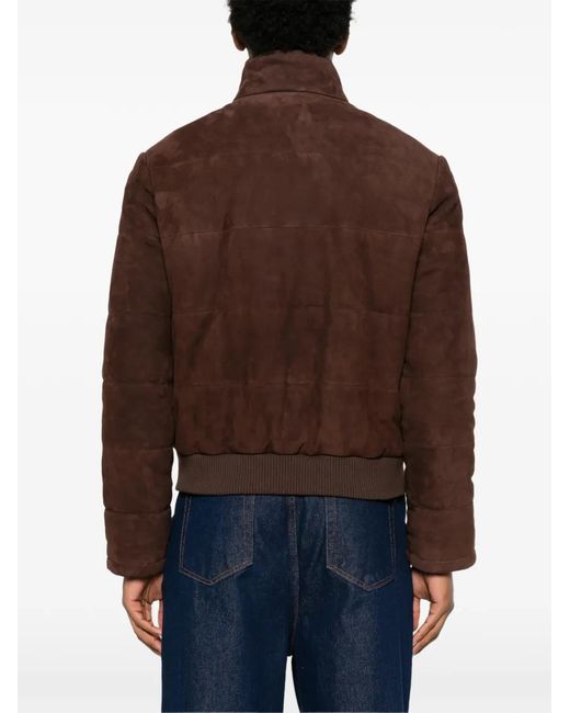 Tagliatore Brown Quilted Suede Jacket for men