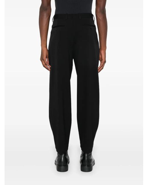 Giorgio Armani Black Virgin Wool Blend Pleated Trousers for men