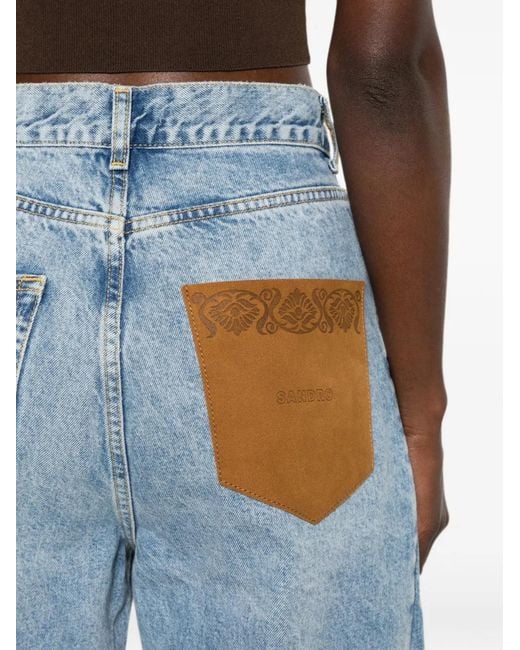 Sandro Blue Jeans Mit Leder-Patch