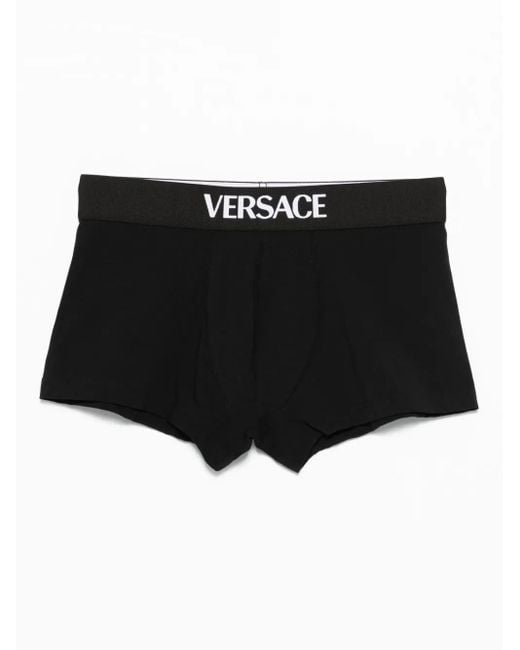 メンズ Versace ロゴ ボクサーパンツ Black
