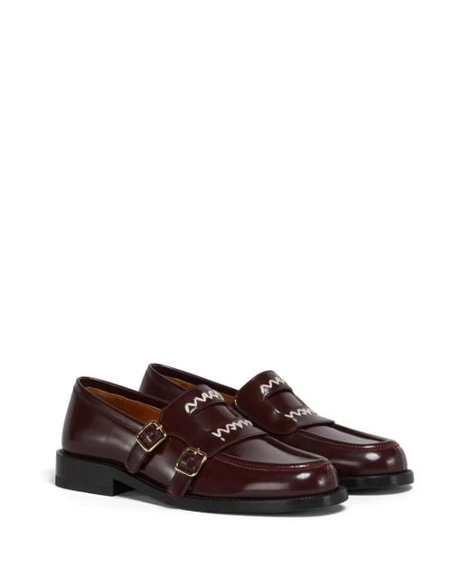 Marni Brown Leather Bambi 3.0 Loafers With Double Buckle