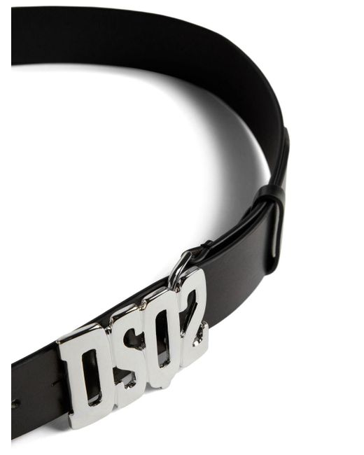 DSquared² Black Logo-buckle Leather Belt - Men's - Calf Leather/iron/zamak for men